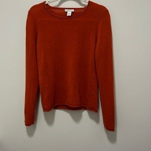 Tweeds 100% 2 ply cashmere women’s sweater, tomato red, large